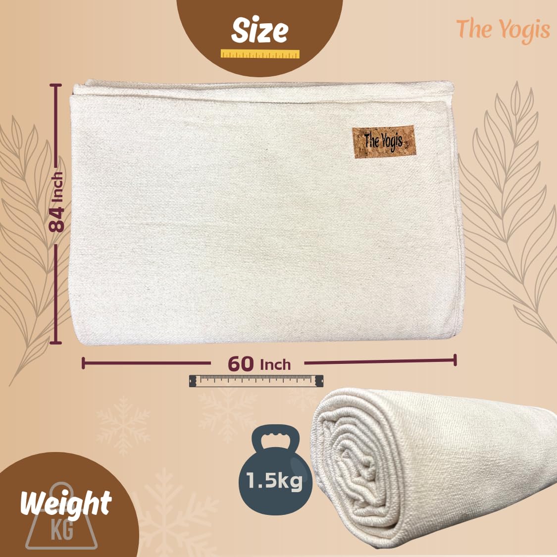 The Yogis 100% Organic Eco-Friendly Cotton Iyengar Yoga Blanket Pune Yoga Blanket, Yoga Props, Yoga Blanket Thick, Yoga Blanket for Restorative Yoga