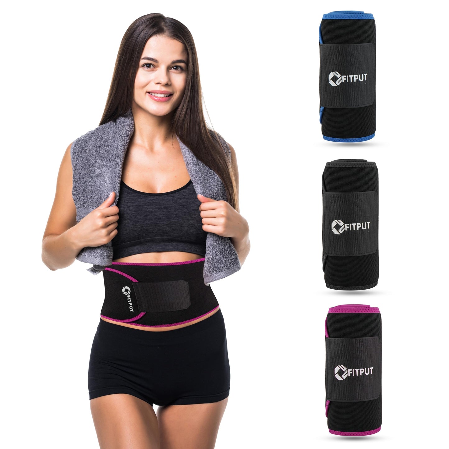 FITPUT Sweat Slim Belt Made of Neoprene, Stomach Belt for Men and Women Non-Tearable, Sauna Belt for Tummy Exercise Fitness Waist Trainer, Slim Belt for Men (Black)