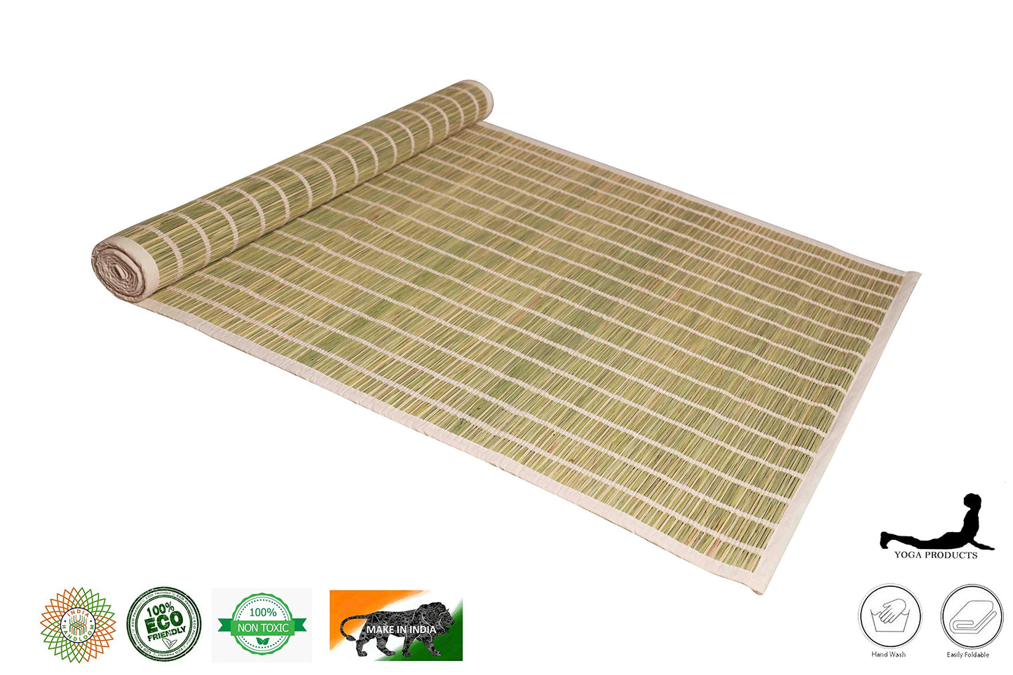 YAAZH Natural Dharba or Khusa Grass Meditation Mat for Men & Women (with Free Carry Bag) (27" x 72")