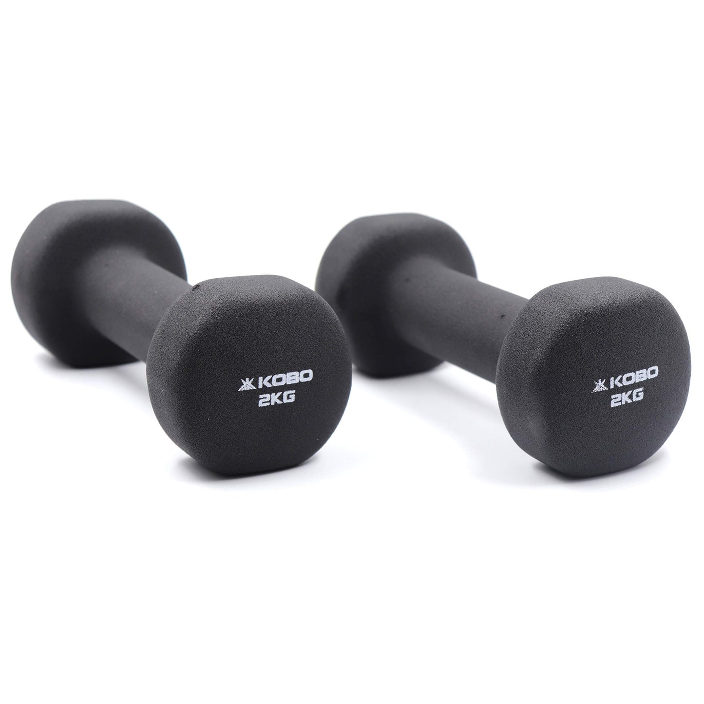 Kobo HOME GYM EXERCISE 2 KG X 2 (Total 4 KG) CARDIO AEROBIC TRAINING FITNESS GRIPPY NEOPRENE COATED FIXED WEIGHT DUMBBELL (PAIR)