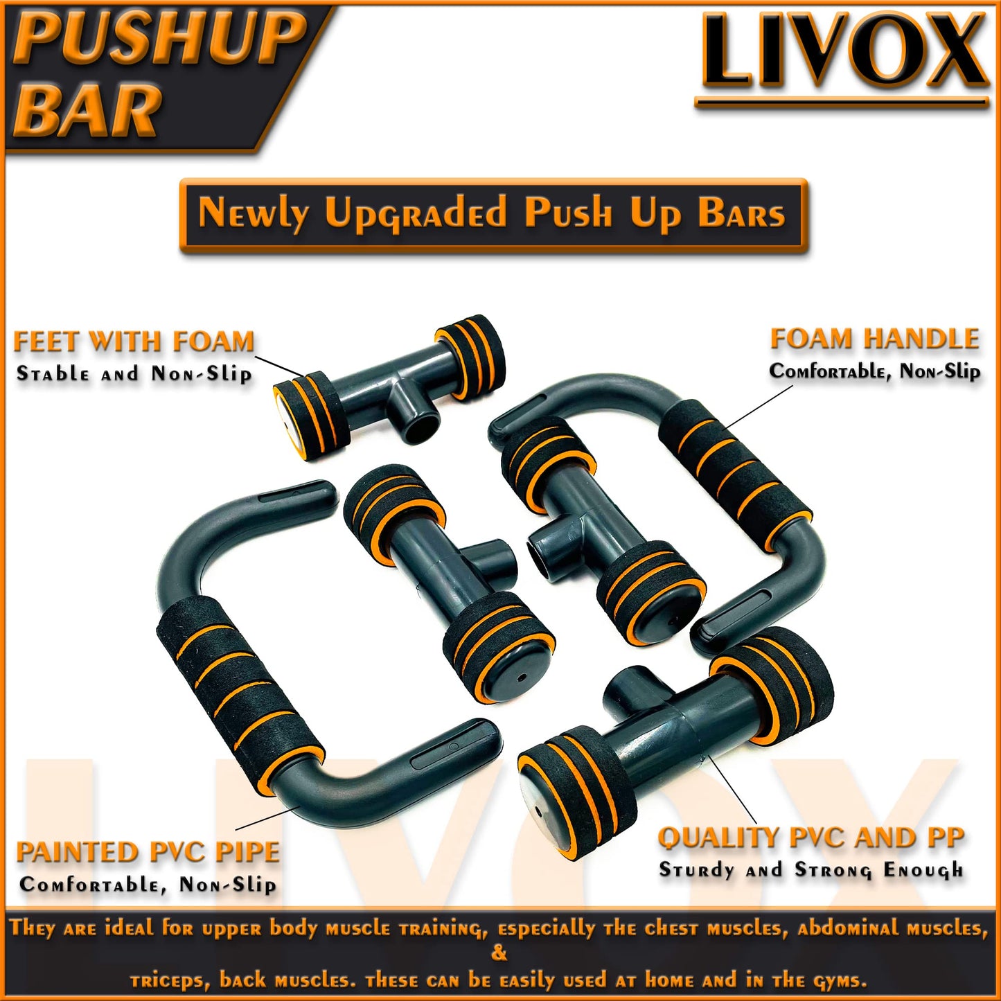 LIVOX Double Abs Wheel Roller Toning Resistance Tube Band with Push-up Bar Gym Exercise Equipment Combo Set for Men and Women Home Workout Kit