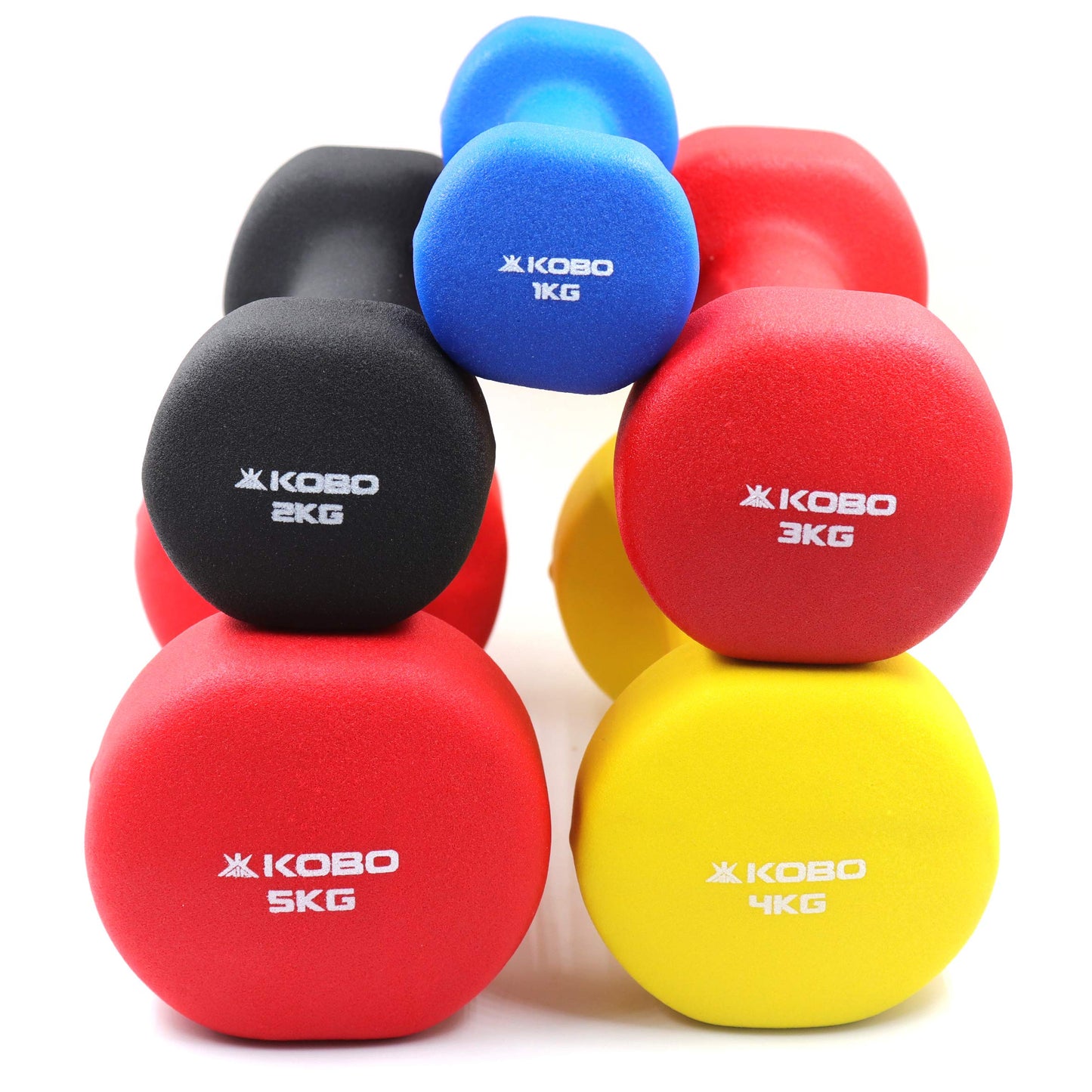 Kobo HOME GYM EXERCISE 2 KG X 2 (Total 4 KG) CARDIO AEROBIC TRAINING FITNESS GRIPPY NEOPRENE COATED FIXED WEIGHT DUMBBELL (PAIR)