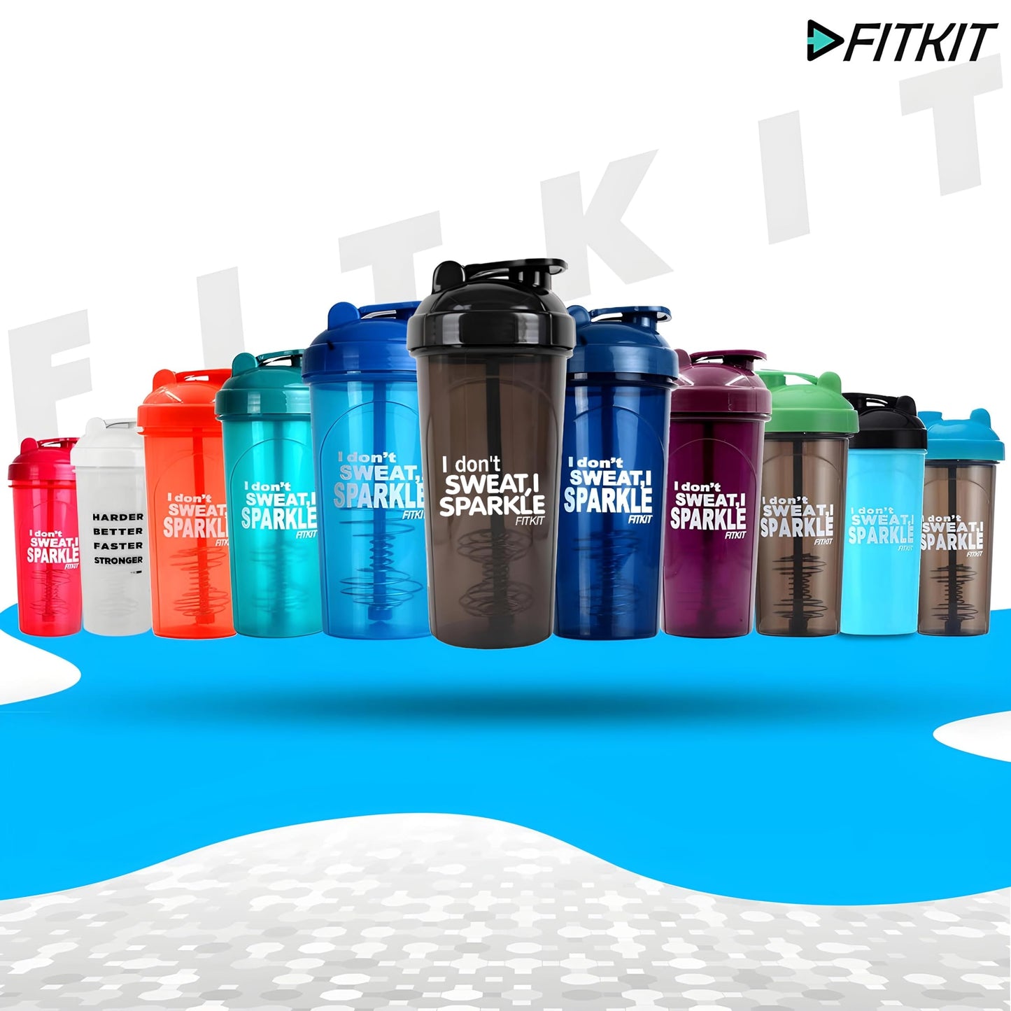 Fitkit Classic Bottle Shaker (700ml, Grey/Black , Plastic) Pack of 1